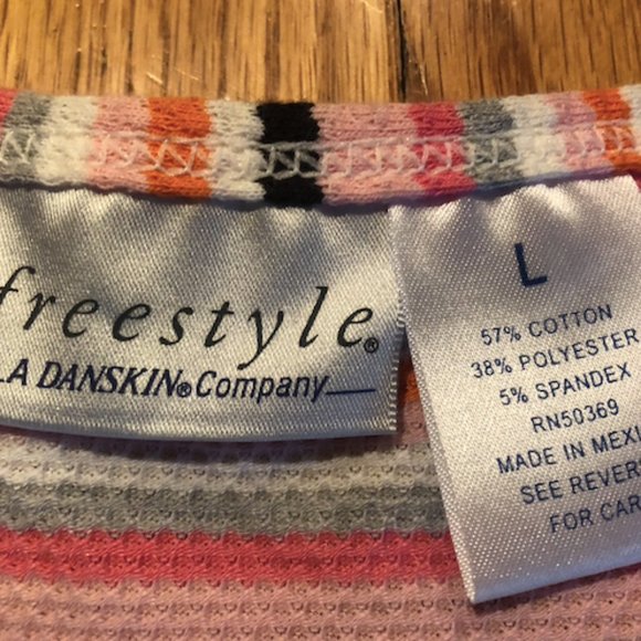 Freestyle by Danskin Striped Knit Tank Top Women's Large - Picture 2 of 4